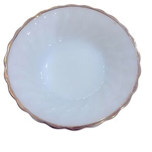 Vintage Fire King Milk Glass Berry Bowl Suburbia Swirl Gold Rim replacement